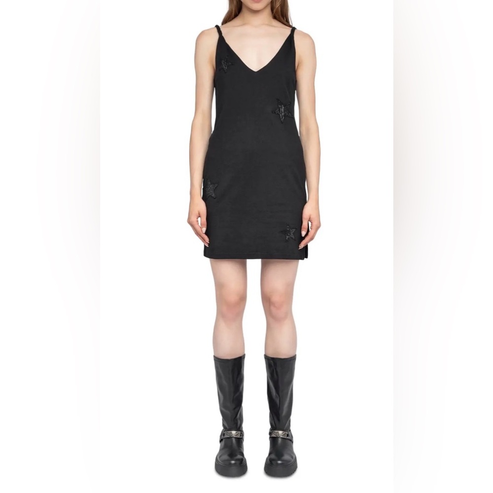 ZADIG&VOLTAIRE Stella Bc Patch Dress Black with Star Embellishments